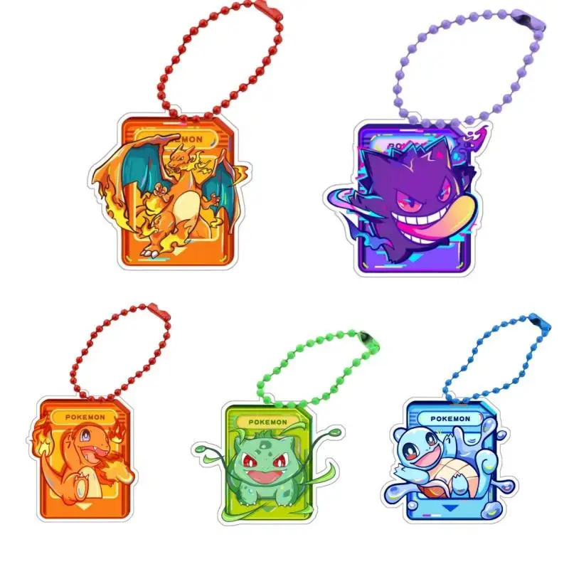 Charizard Keychains Gengar PTCG Charmander Squirtle Psyduck Bulbasaur Diy Action Toy Figures Anime Game Collection Pendant