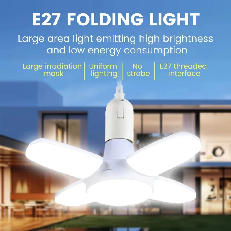 E27 Fan Shape LED Bulb AC85-265V 28W Foldable Led Light Bulb Lampada For Home Living Room Warehouse Garage Ceiling Light