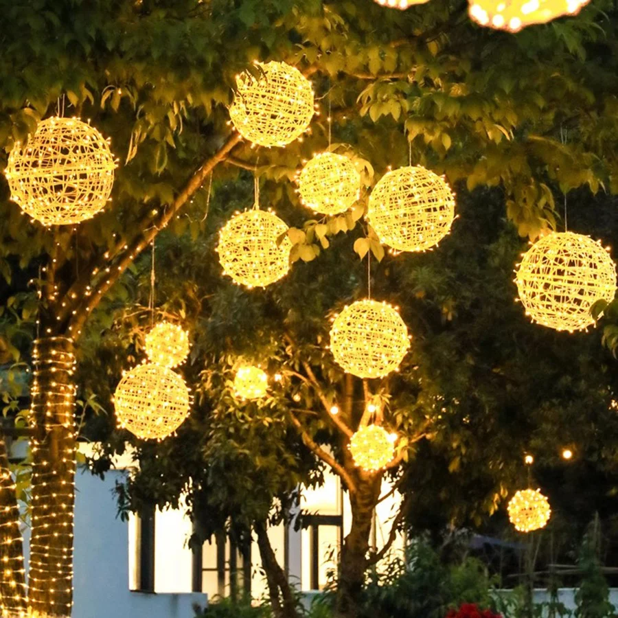 Durchmesser 20/30 cm große Globus-Lichterkette für den Außenbereich, Plug-in-Lichterkette, wasserdichte Laternen-Kugel-Girlande, Licht für Urlaubsdekoration