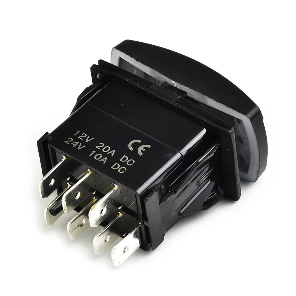 7 Pin DC 12V 20A/DC 24V 10A Boat Rocker Switch ON OFF Winch IN OUT Switch LED Rocker UTV Truck Boat Switch Boat-shaped Switch