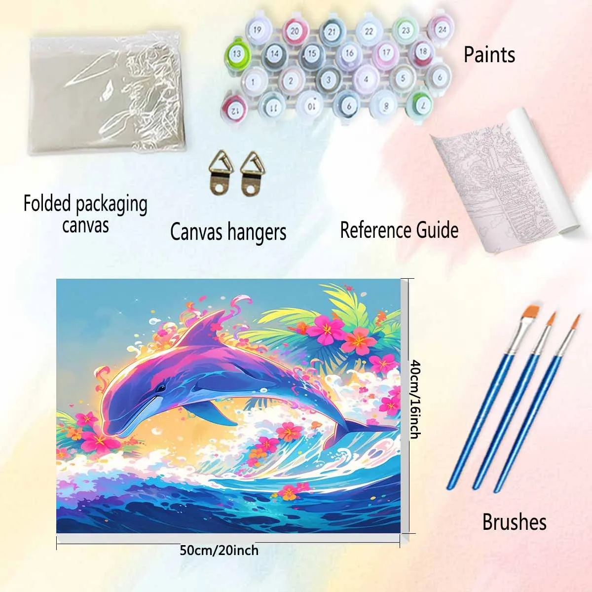 RUOPOTY Diy Acrylic Paint By Numbers For Adult Kits With Frame Decor Painting Colored Dolphins Oil Painting Handcrafts For Uniqu