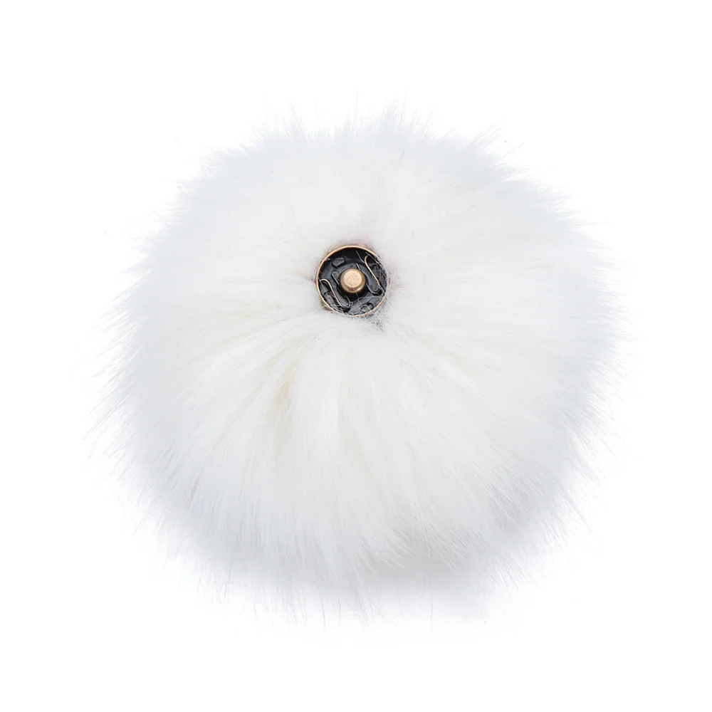 12cm Buckle Women's Fashion Faux Fox Fur Press Button Pompom Ball Hairball Bags Accessories Hats Decor