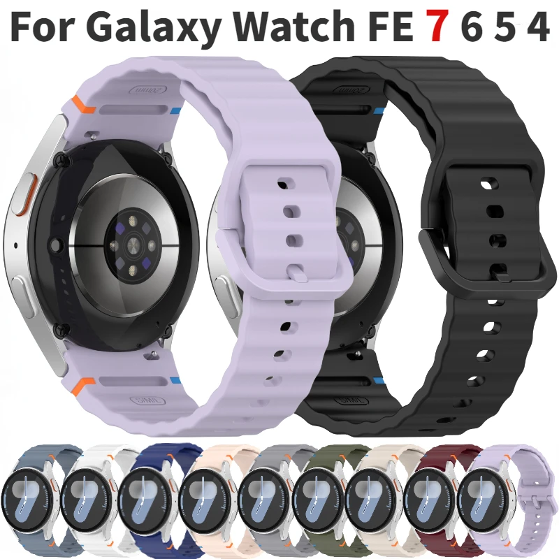 Official Wave Silicone Strap For Samsung Galaxy Watch 7/FE/6/5/4 44mm 40mm 5 Pro Bracelet Thread Watch 6 Classic 47mm 43mm Belt