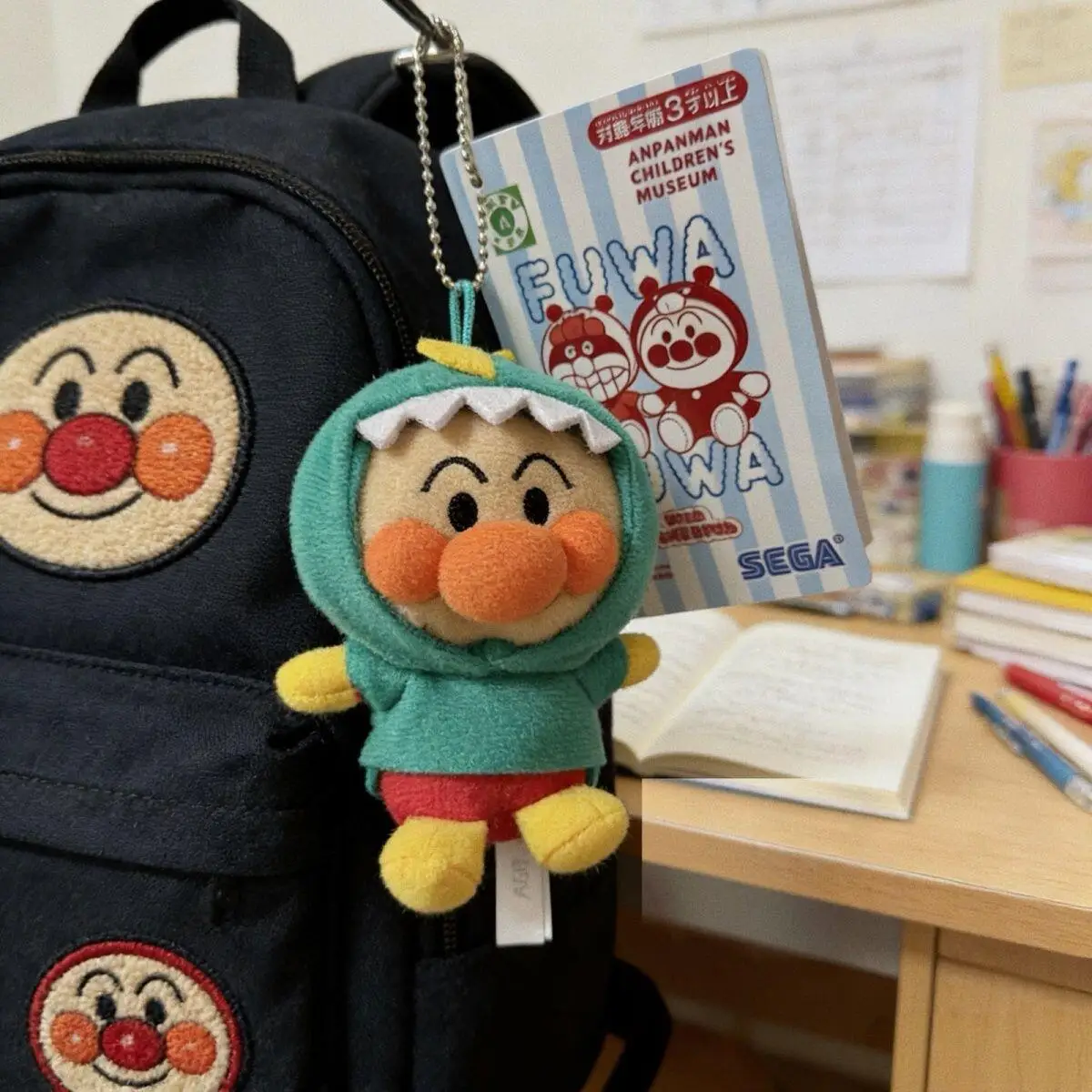 Anpanman Cross Dressing Dinosaur Pp Cotton Fill Plush Toy Keychain Pendant Backpack Zipper Decoration Friend's Birthday Gift