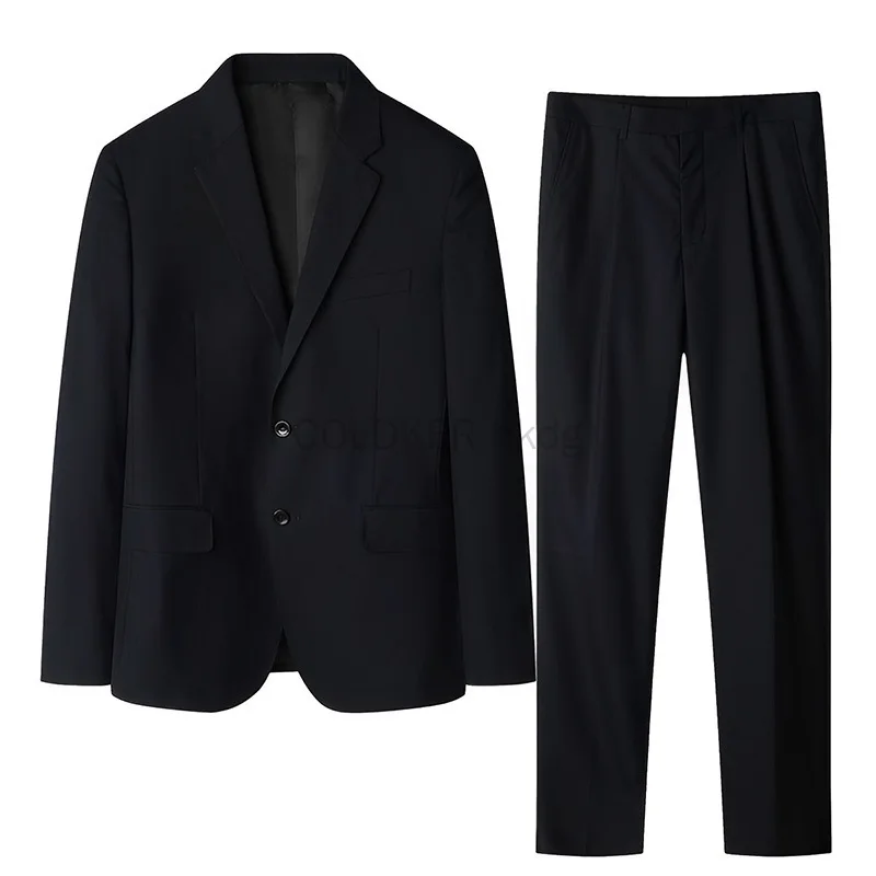 

COLDKER Jacket Pants 2 Pieces Set 2024 Fashion New Men's Casual Business Dress Wedding Groom Suit Coat Blazers Trousers Set