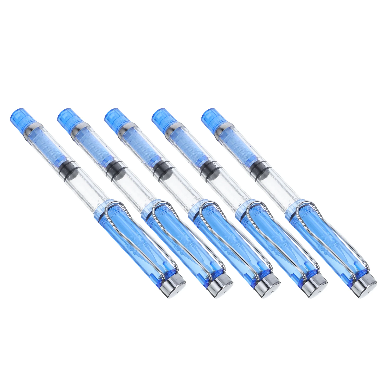 5Pcs Refillable Calligraphy Brush Pen Soft Tip Fountain Style Chinese Writing Pen Artistic Sketching Lettering Tool