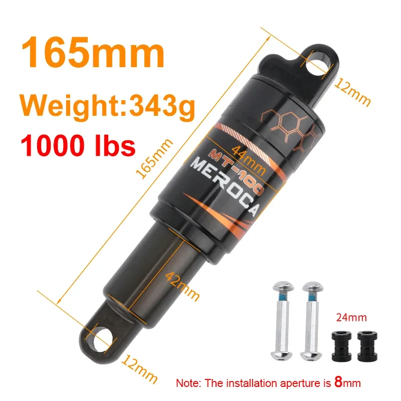 MEROCA Fahrrad-Hinterbaudämpfer 125/150/165/190mm Mountainbike Öl-Feder-Stoßdämpfer