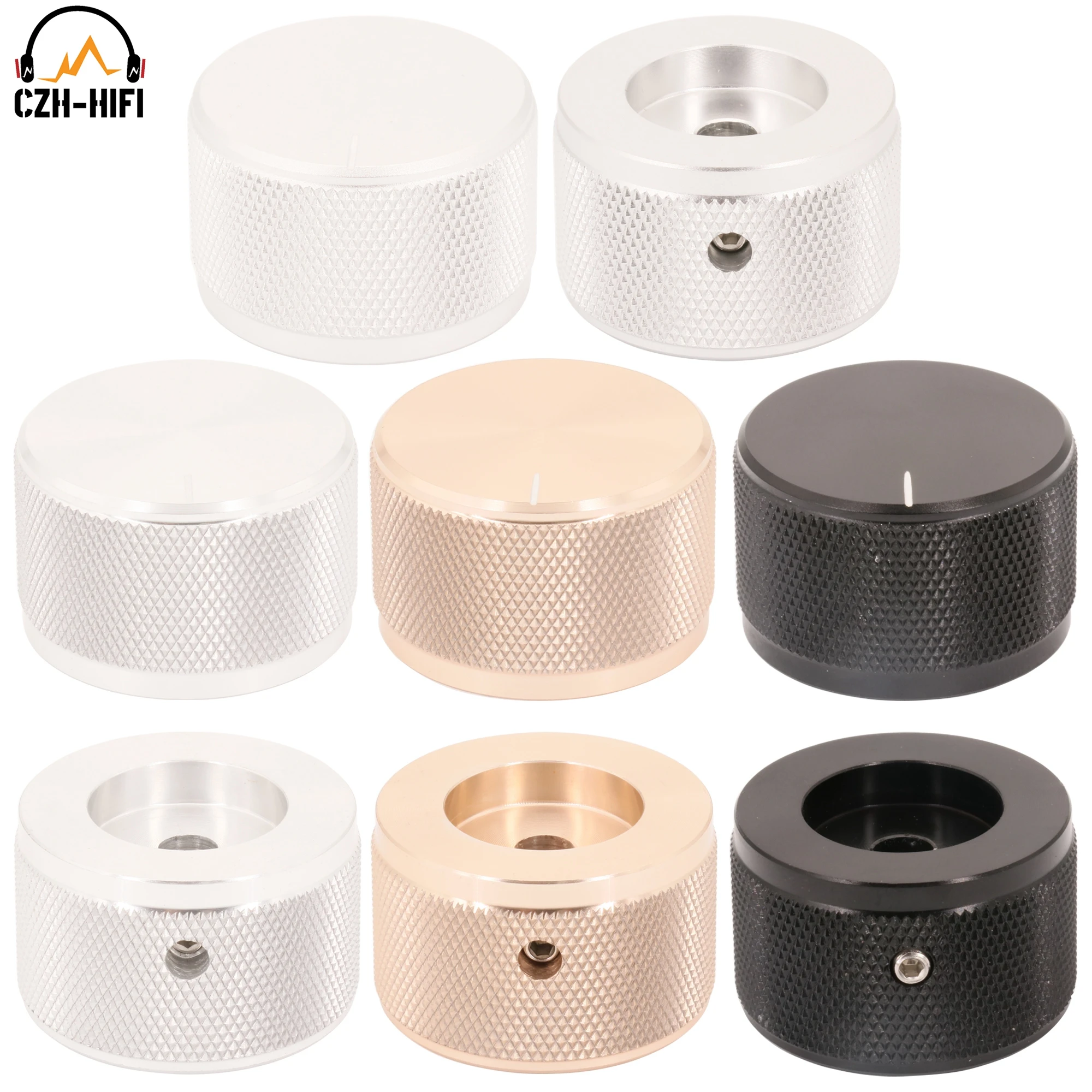 1szt 30mm 35mm 38mm Pokrętło audio Solidny, w pełni aluminiowy potencjometr Przełącznik obrotowy Pokrętło wskaźnika Przycisk do CD DAC AMP Głośność Dźwięk