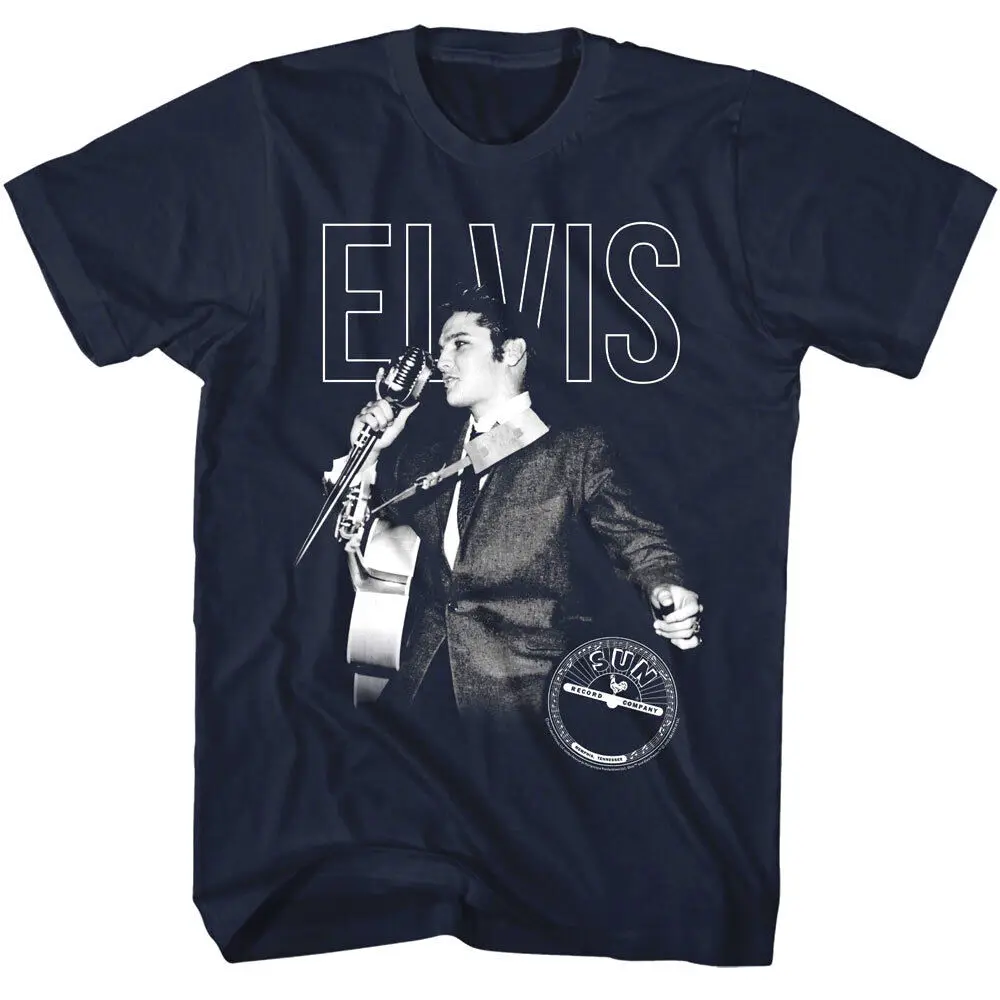 Presley on the Mic Men's T Shirt Acoustic Guitar Sun Records Memphis