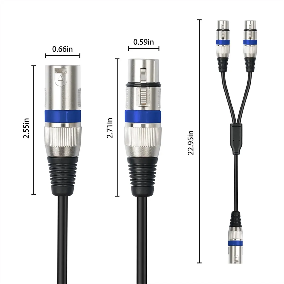 Super Sale 5Pack 1.6FT XLR Female to Dual XLR Male Y Splitter Cable, XLR Splitter 1 Female to 2 Male for Micphone Mixer