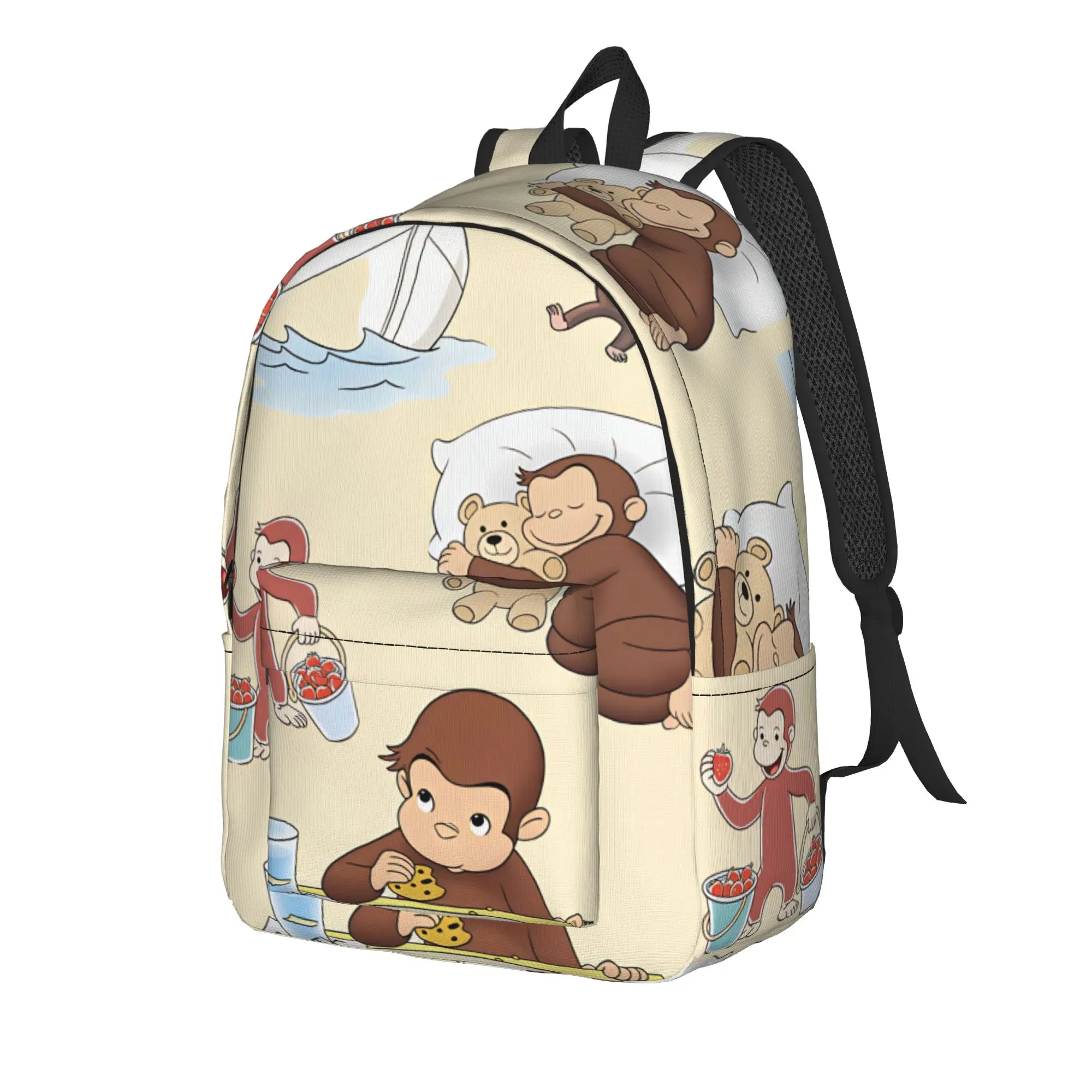 Curious George Adventure Scene Backpack  Leisure Backpacks Unisex Travel Durable School Bags Colorful Rucksack