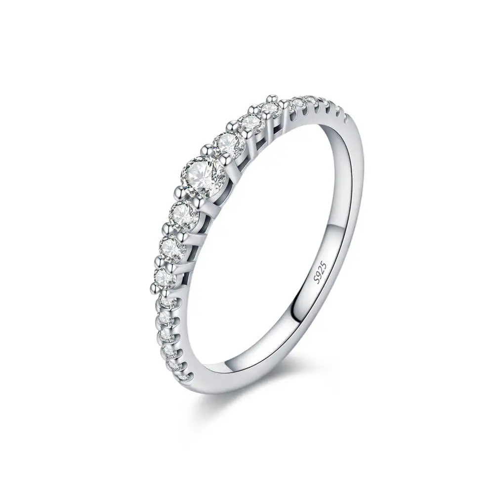 Round Cut D VVS1 Moissanite Eternity Band Ring 925 Silver Pave Setting Stackable Wedding Engagement Fine Jewelry For Women