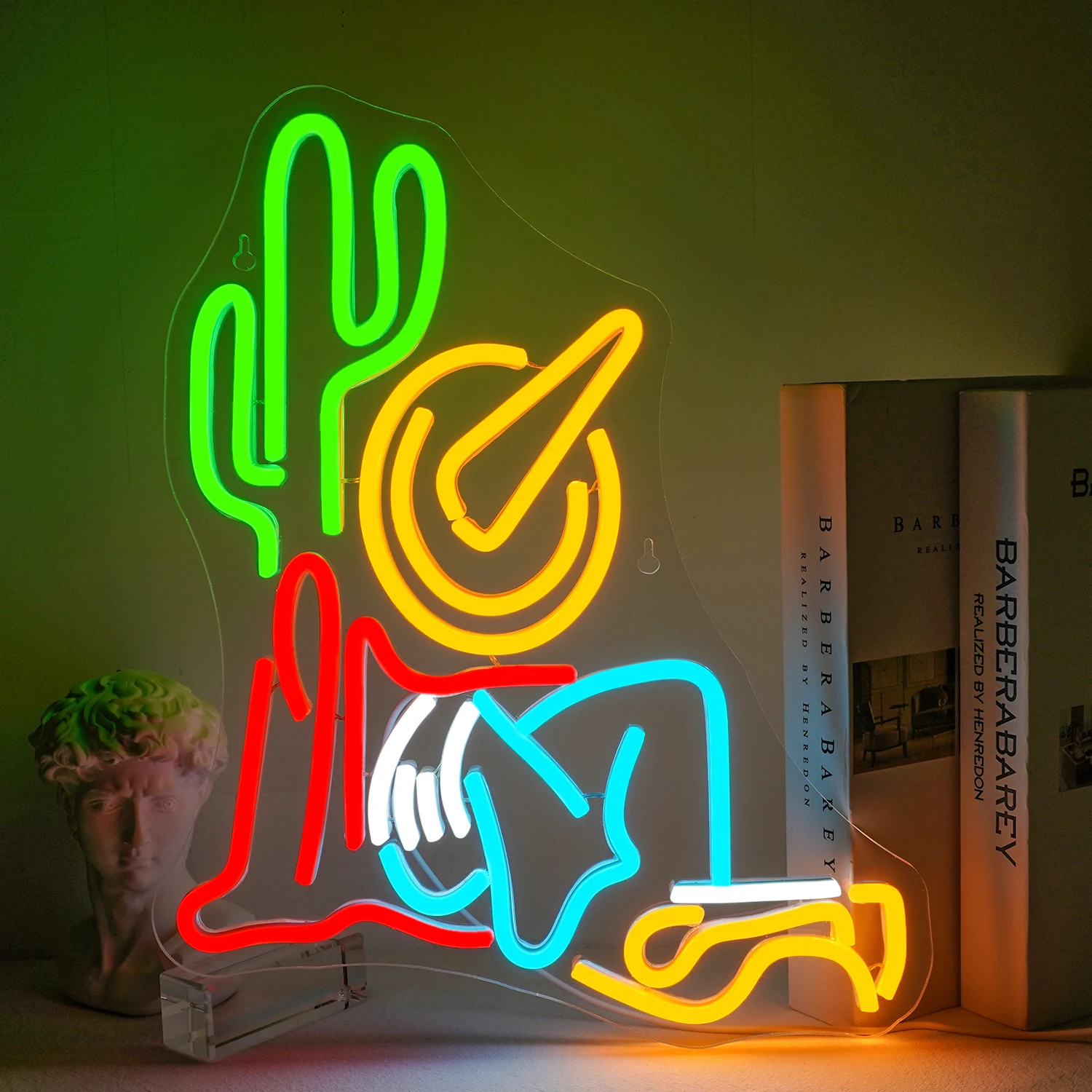 

Cowboy Cactus Neon Sign Color Dimmable Led Lights Up Signs USB Powered For Bedroom Decoration Kids Room Decor Bar Party Lamp