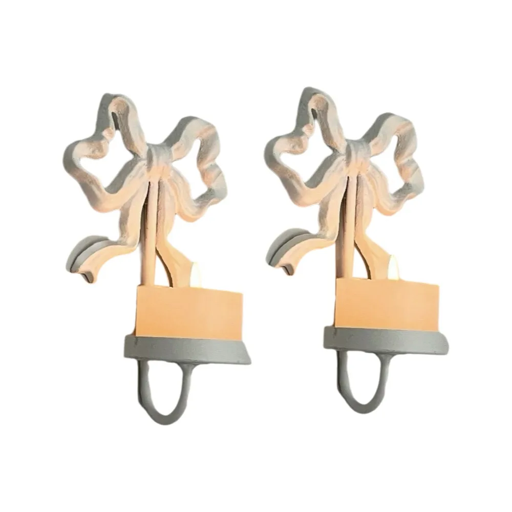 2 Stück Retro Schleifenförmiger Kerzenhalter aus Schmiedeeisen, Goldener Dekorativer Schleifen-Kerzenständer, Exquisiter Wandmontierter Kerzenhalter, Einweihungsgeschenk