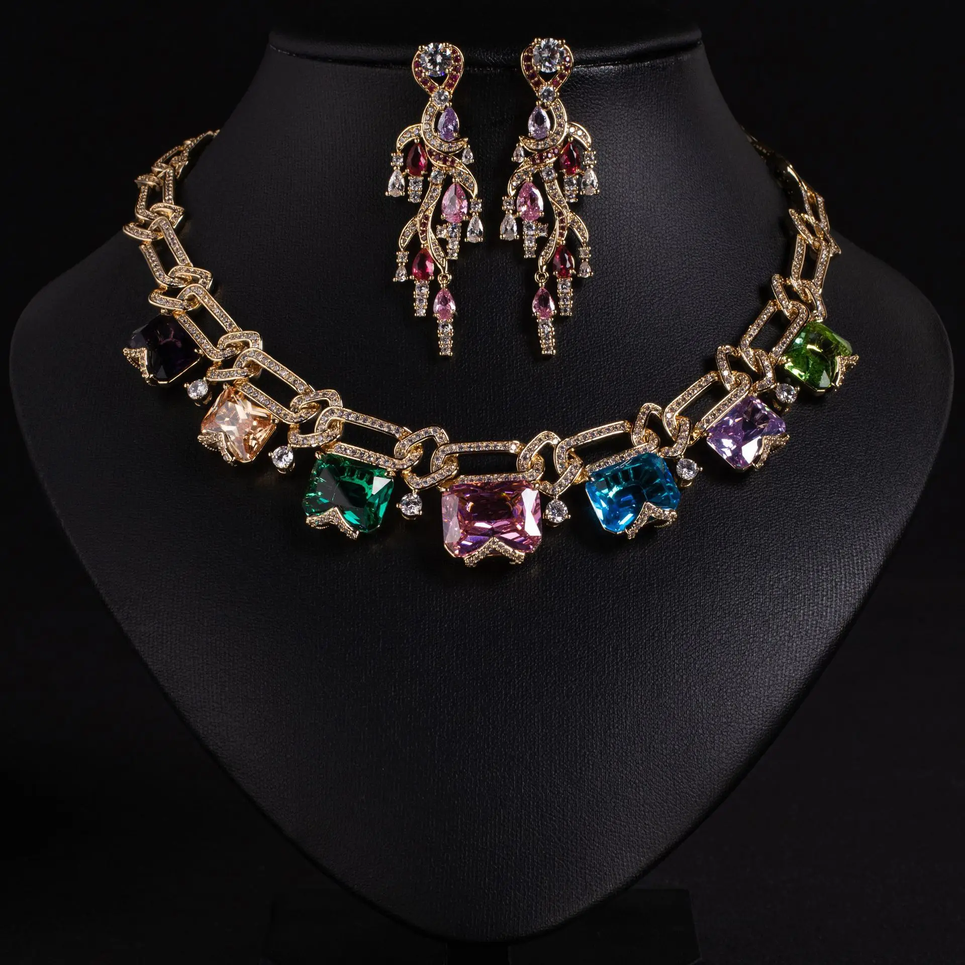 Summer 2026 High-End Women's Zircon Pendant Jewelry Set Light Luxury Evening Wedding Accessory with Earrings And Necklace