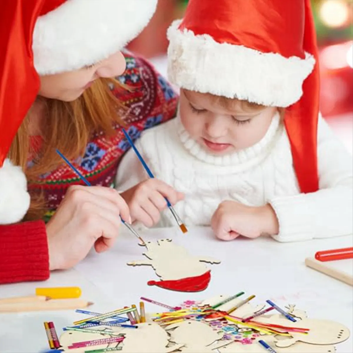 Latest ABBQ-Christmas Craft for Kids,Make You Own Christmas Tree DIY Wooden Christmas Craft for Girls/Boys 60 Pcs