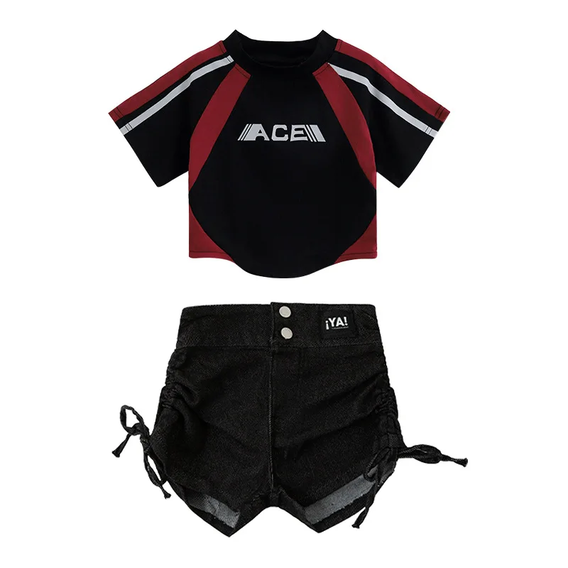 Ensemble de vêtements de danse Hip Hop pour filles, haut court pour enfants, Costume de spectacle d'entraînement de danse moderne Jazz, Costume de Cosplay Pop