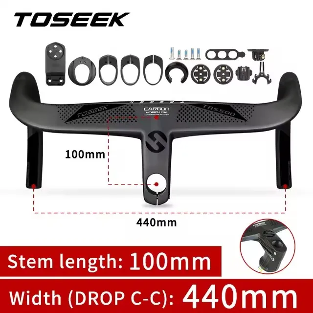 TOSEEK TR5500 T800 Carbon Fietsstuur Racefiets Geïntegreerd Stuur Met Fietscomputerhouder Volledige Interne Kabelgeleiding