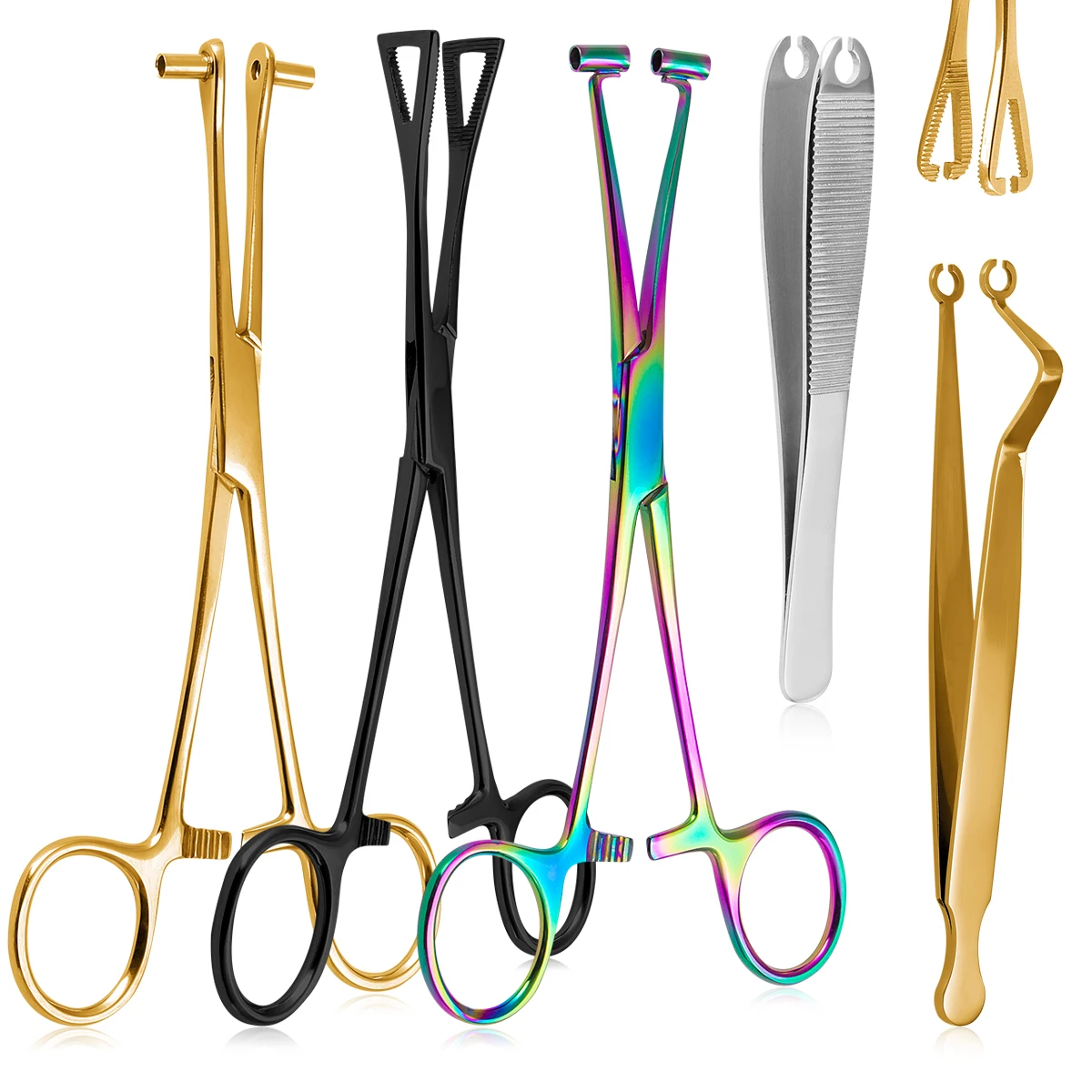 1pc Colorful Body Piercing Tool Piercing Pliers Surgical Steel Forceps Tweezers for Septum Cartilage Tongue Body Piercing Clamp