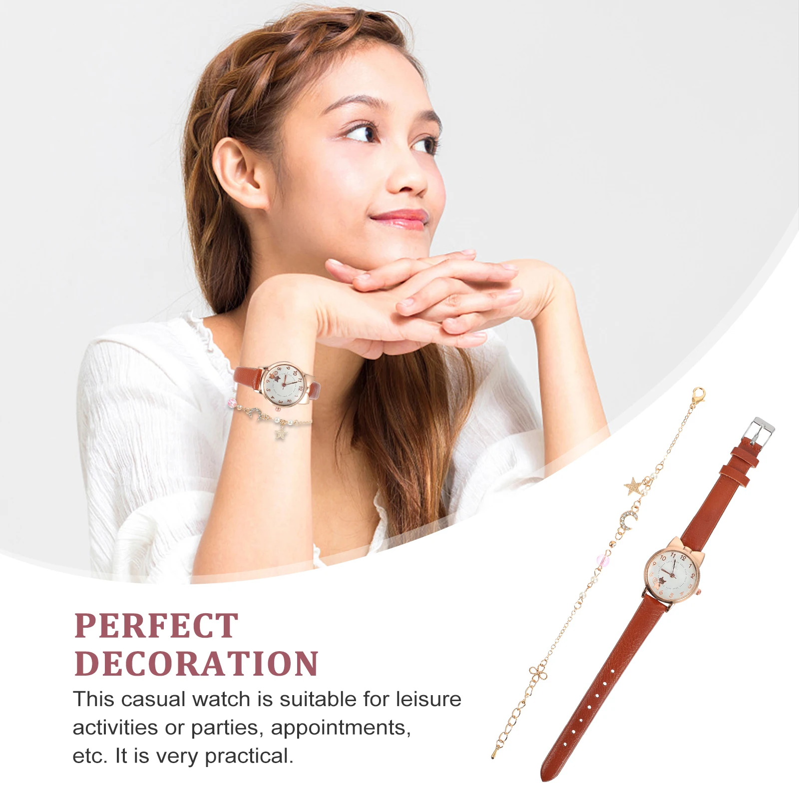 Twine Quartz Watch Bracelet Set Child Woman Bracelets Glass Ladies Watches for Women