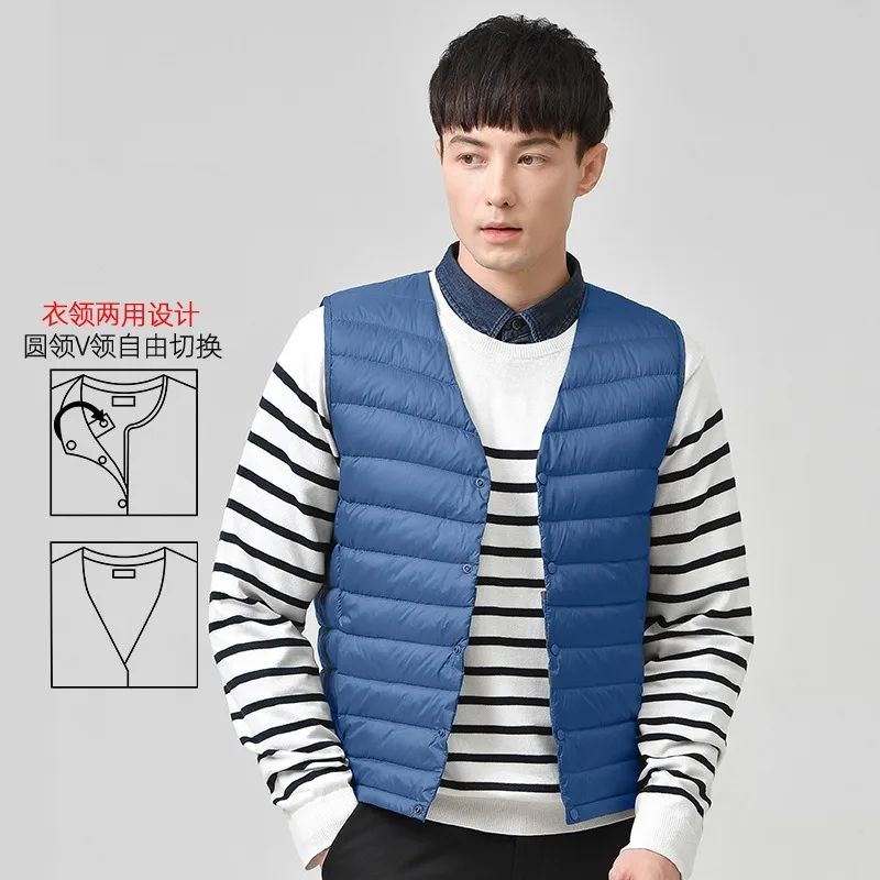 Men's Clothing Autumn winter New Arrivals Men's Collarless Lightweight Down Jacket Vest Tank Top Round Neck Lining Outerwear