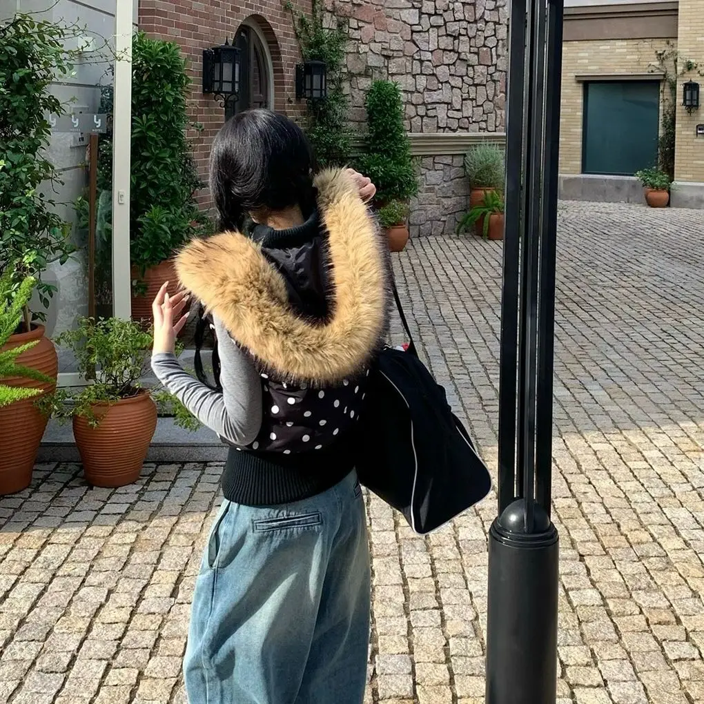 

Vests Waistcoats Thick Womens For Ladies Spring Patchwork Cropped Preppy Youthful Cleanfit Minimalist Softy Delicate Daily Retro