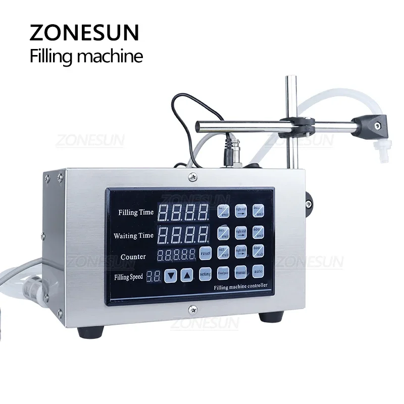 ZONESUN GFK280 Semi-Automatic Liquid Filling Machine Digital Control For Footswitch Water Beverage Drinks Juice