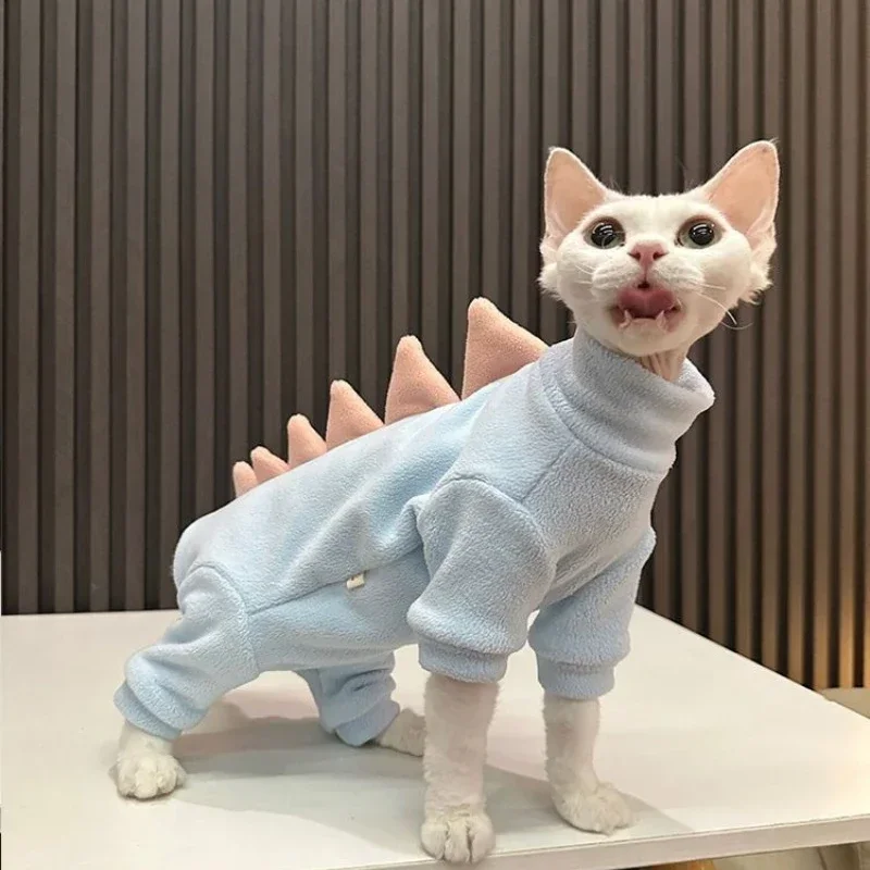 Autumn and Winter New Hairless Cat Dinosaur Clothes Autumn German Clothes Cat Four legged Clothes Personalized Trendy Style