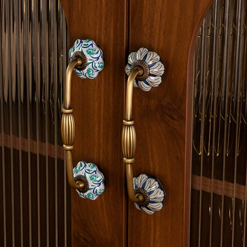 Ceramic Drawer Handle Furniture Single Hole European Cabinet Door Small Handle Round Ethnic Style Color Wardrobe Door Handle