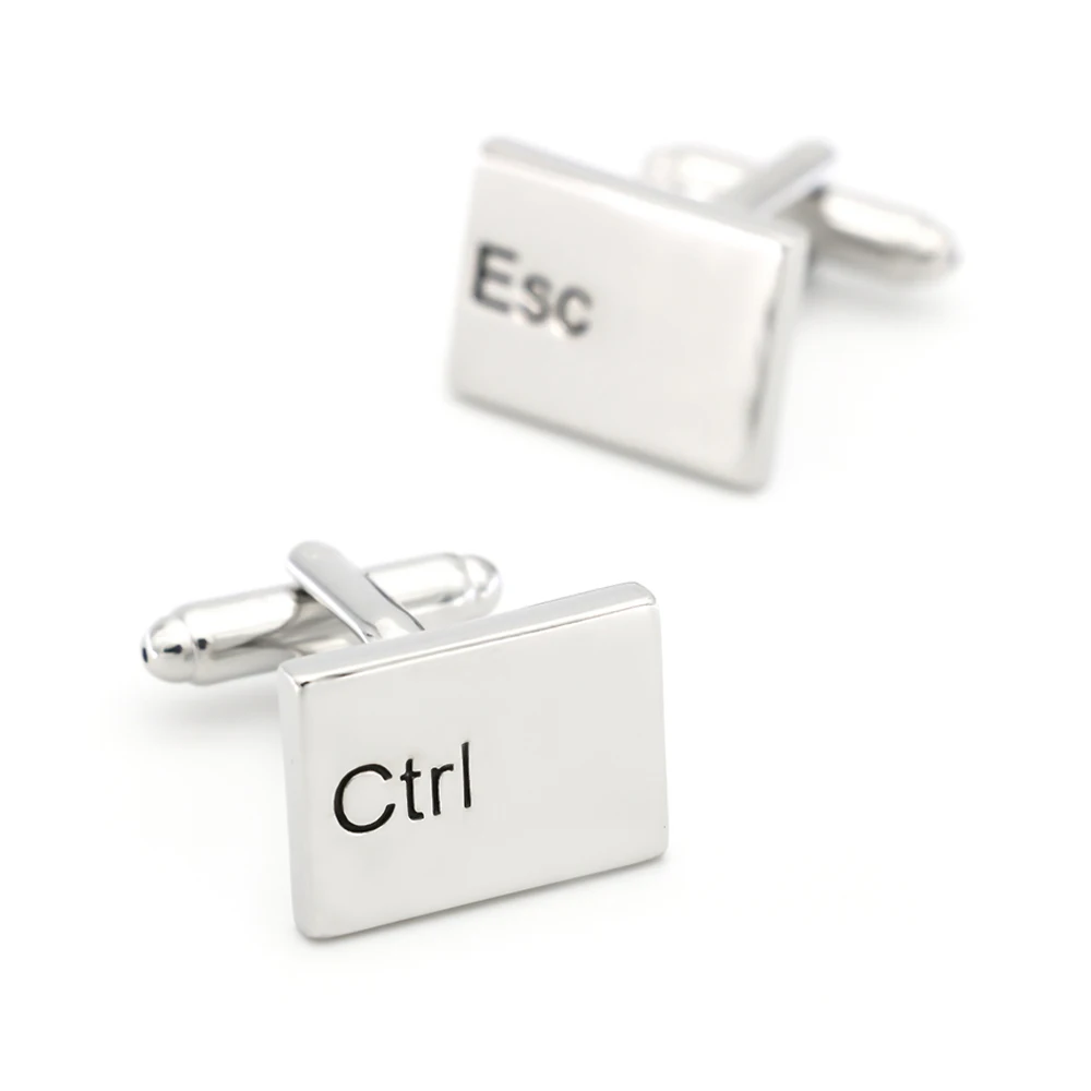 Computer Design Esc & Ctrl Keyboard Cufflinks For Men Quality Copper Material Silver Color Cuff Links Wholesale&retail