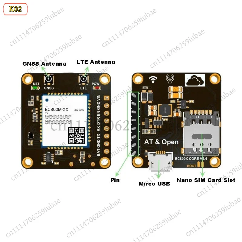 LTE Cat1 bis Module EG800K-EU Core Board Wi-Fi Scan Audio Band B1 B3 B5 B7 B8 B20 B28 M2M Communication Board