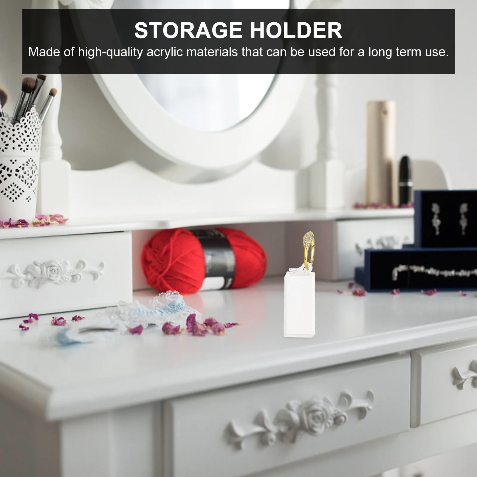 

7pcs Clear Acrylic Ring Display Stands Jewelry Storage Holder For Countertops Trade Shows Handicraft Fairs Home Organizer