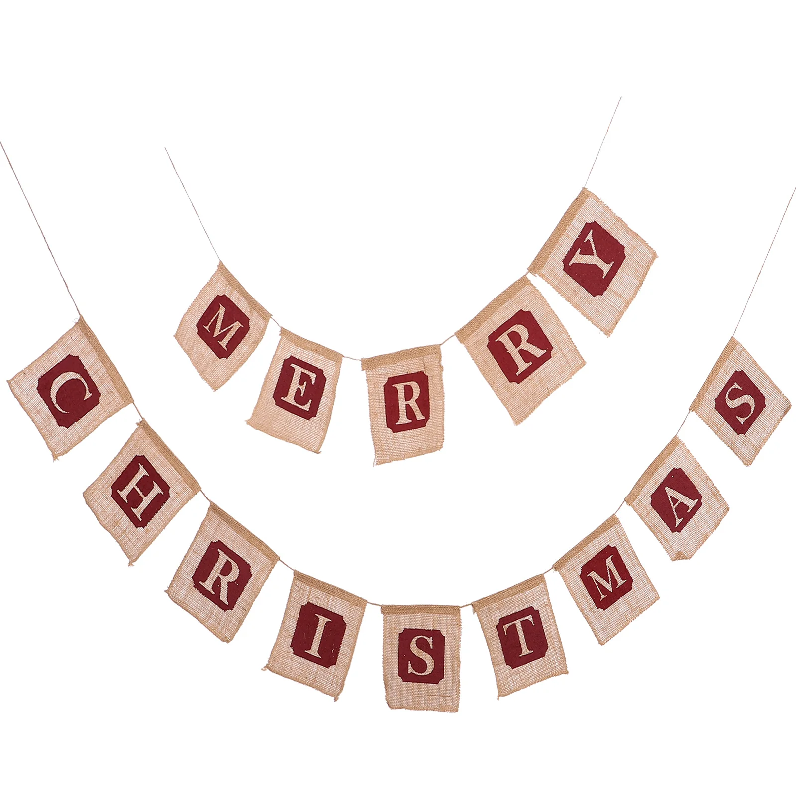 

Christmas Party Banner Hanging Bunting Linen Burlap Decor Indoor Outdoor Xmas Tree Merry Background Bedroom Living Room