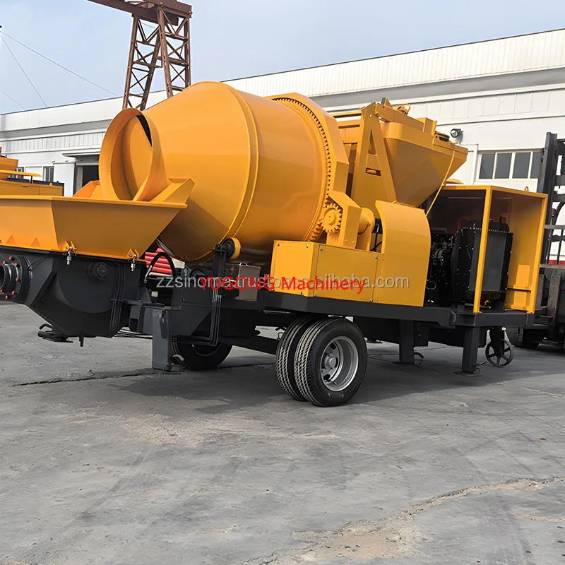 30m3/h Portable Diesel Concrete Mixer Pump Motor High Load Moment Self-loading Construction Equipment 1 Year Warranty