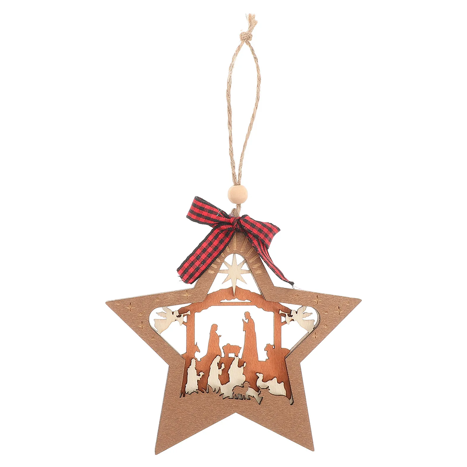 

Wooden Nativity Scene Hanging Ornament Detailed Christmas Wall Decor Xmas Tree Hanging Ornament Christian Christmas Nativity