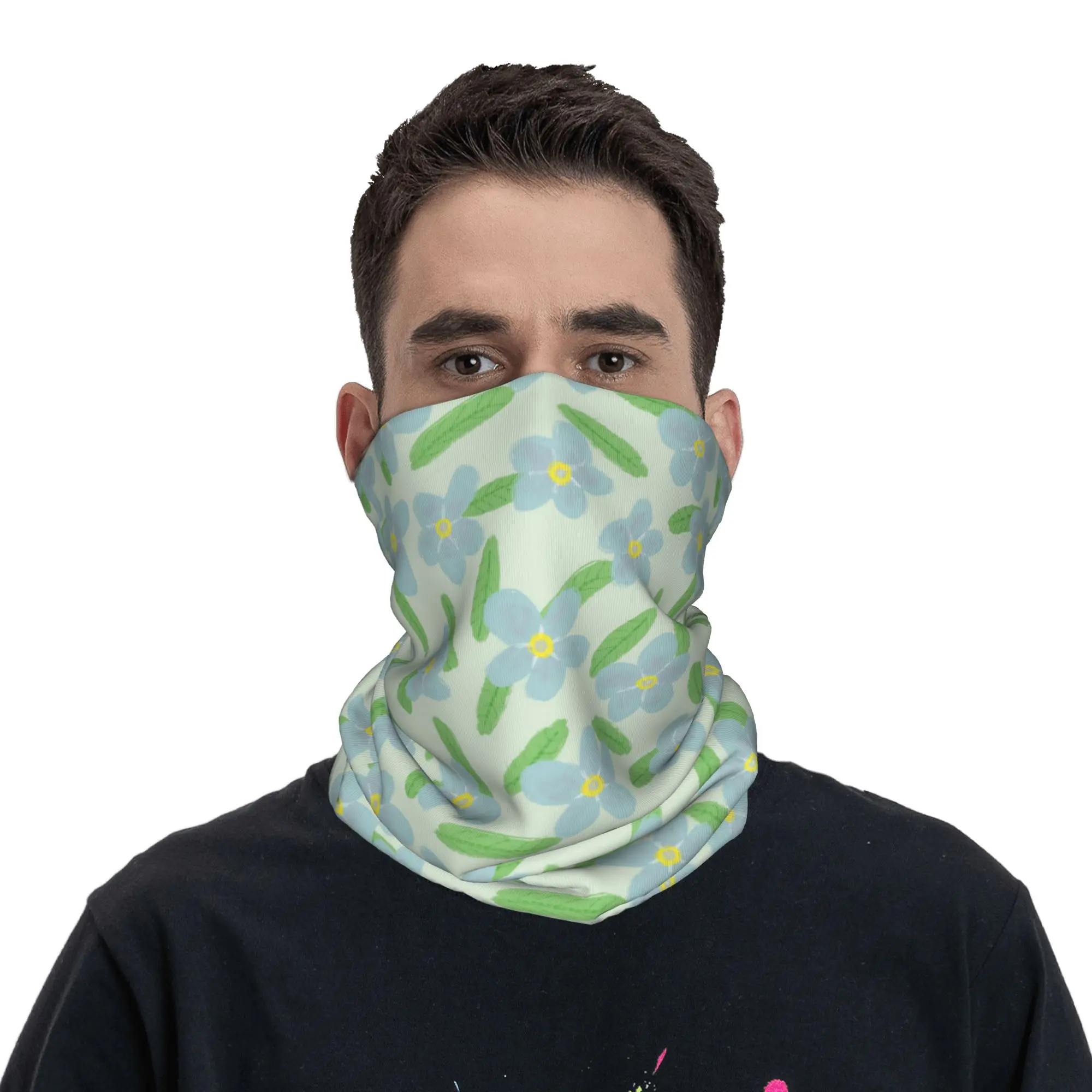 

Forget Me Not Pattern Bandana Neck Cover Printed Mask Scarf Headband Riding Unisex Adult Winter
