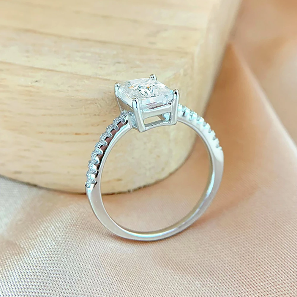 Anel de noivado de moissanite com corte radiante, 1-4ct, para mulheres, laboratório cultivado, halo oculto, diamante s925, prata, joias de casamento, presentes certificados