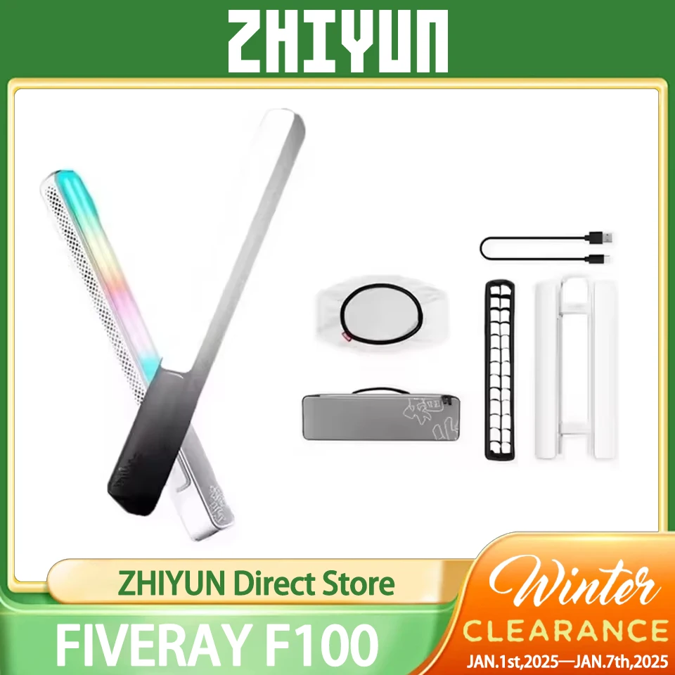 ZHIYUN FIVERAY F100 100W Super Bright Stick Light LED RGB Handheld Video Fill Light for Photography Studio Streaming Recording