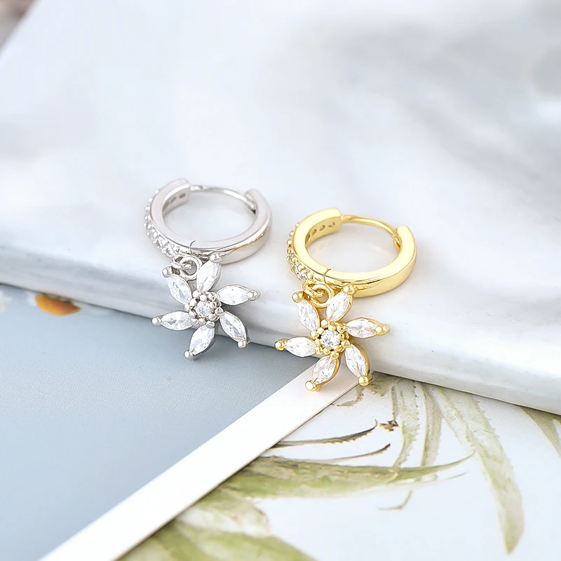 

925 Sterling Silver Needle Advanced Geometric Design Sun Star Zircon Earring Pendant Women's luxury Retro Jewelry Accessories