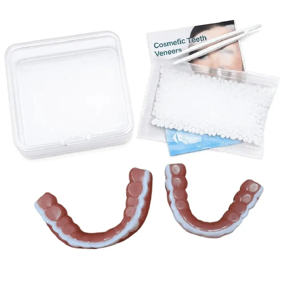 DIY Silicone False Teeth Confident Smile Whitening Cosmetic Dental Veneer Comfortable Fit with Filling Teeth Glue
