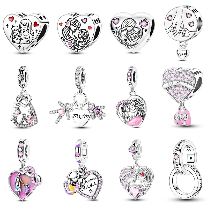 

2025 New 925 Silver Mother Love daughter Charms Beads Fit 3mm 925 Original Bracelets DIY Mother's Day Jewelry Gift For Woman