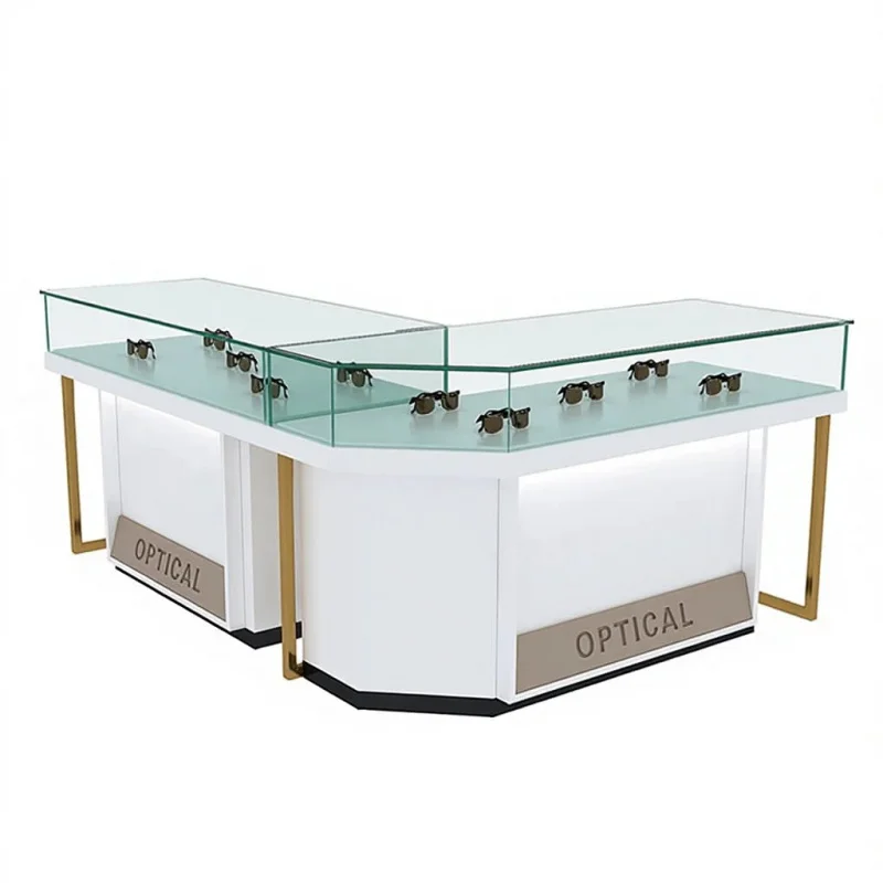 custom.Wooden Paint Glasses Display Cabinet with Shelf and Island Design Factory Direct New Shop Furniture