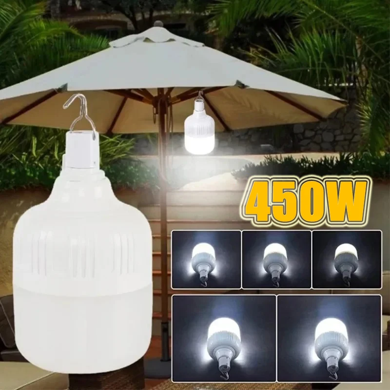 1-5pcs LED Portable Outdoor Camping Lights USB Rechargeable lamp Emergency Bulb Hook High Power Tents Lantern Night Lights Bulb