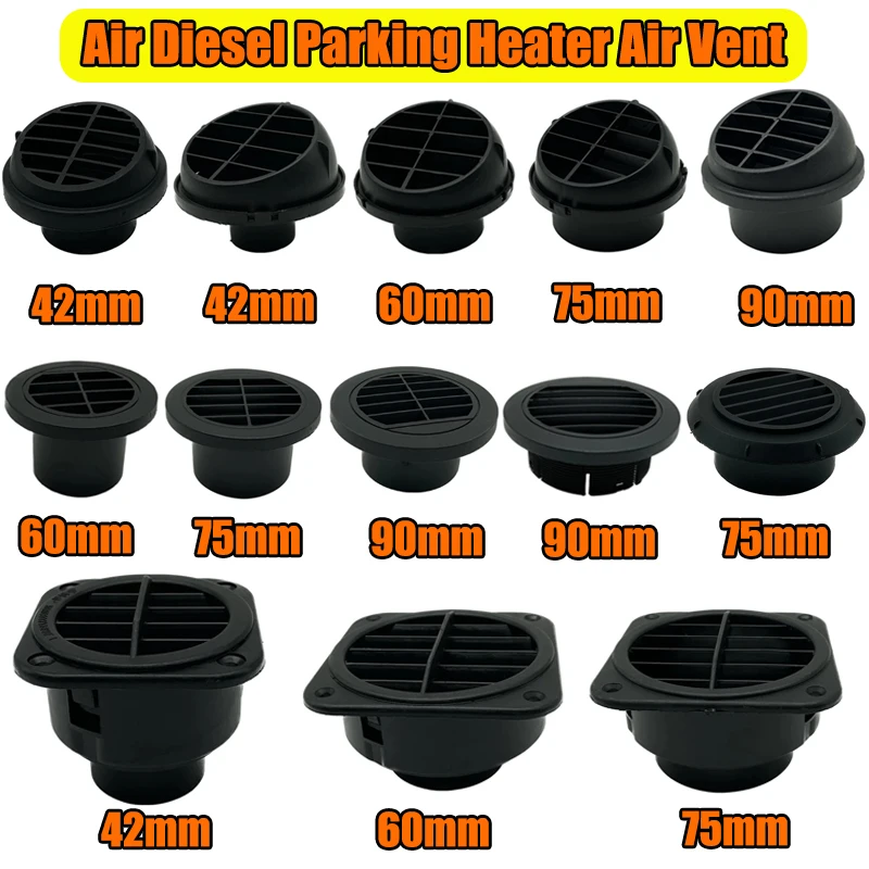 

42/60/75/90mm Warm Diesel Parking Heater Car Air Vent Outlet Duct Pipe Outlet Exhaust Joiner Connector For Webasto Eberspacher