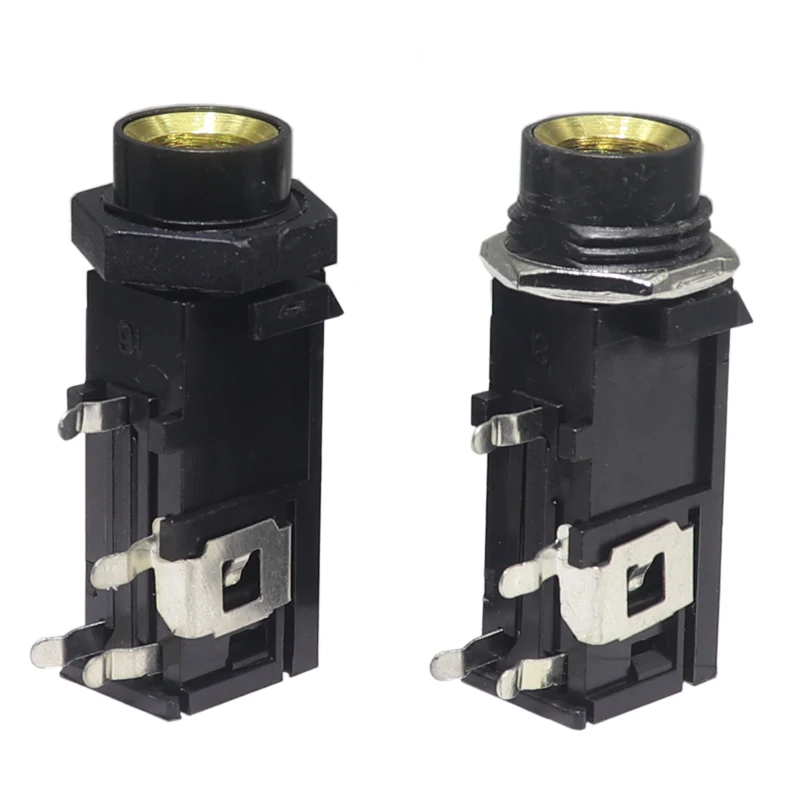 【5PCS】3Pin Audio Jack Speaker Connector 6.35 Mono Female Socket PCB Panel Mount Microphone Chassis Audio Adapter Nut