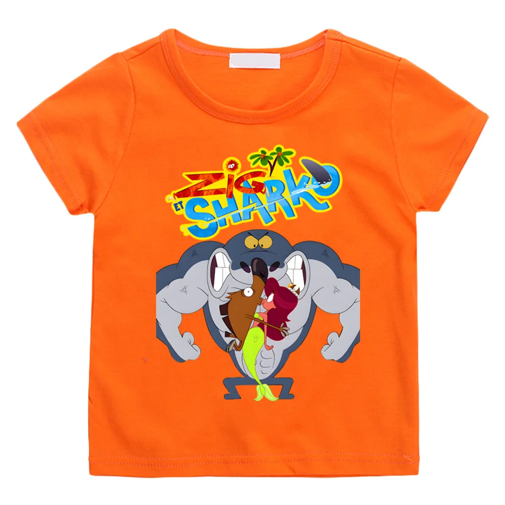 Zig and Sharko  Summer Manga Clothing High Quality Tee-shirt Punk Versatile Cartoon Hoodie Sleeve 100%Cotton Camisetas Casual