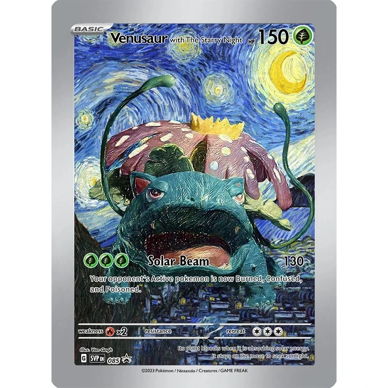 Pikachu Van Gogh Museum Pokemon Collection carte fai da te Pokemon Classic Single Card Game Anime Self Made Cards giocattoli regalo