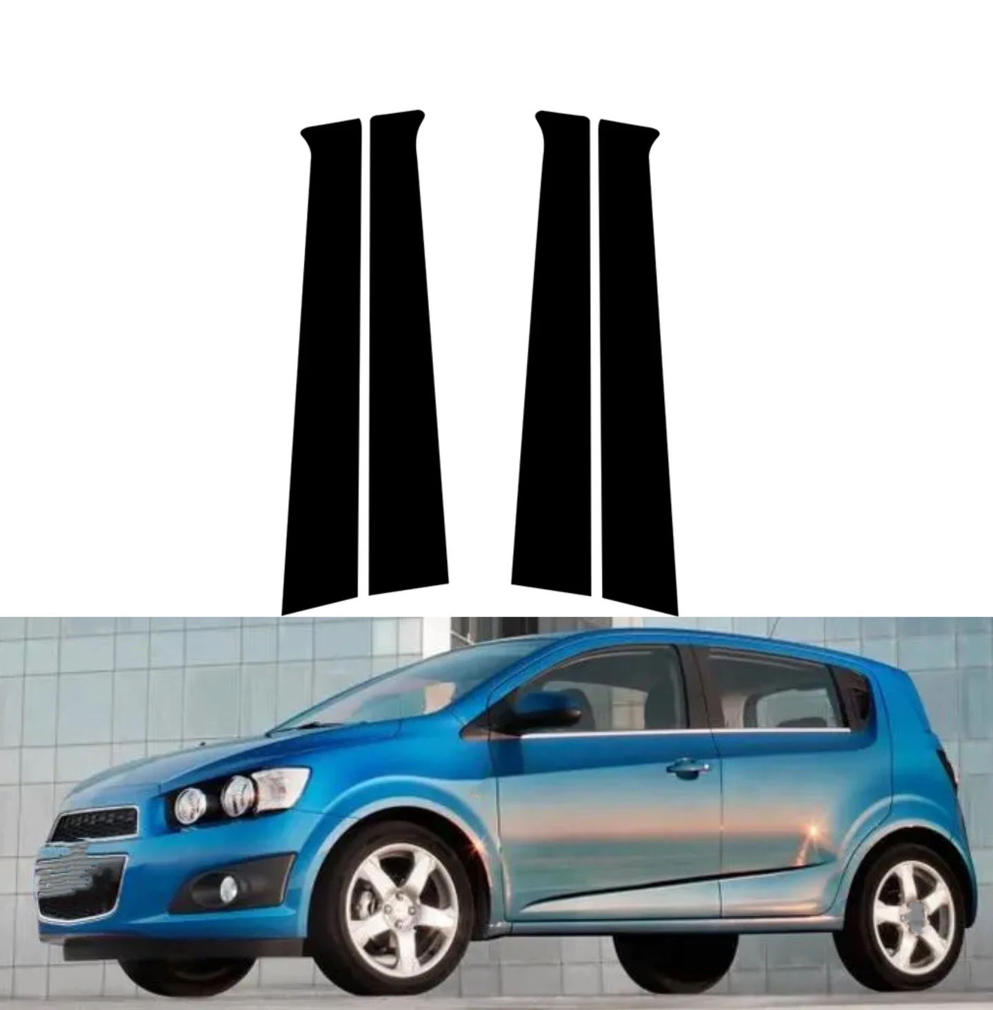 

Gloss Black Pillar Posts Fit For Chevrolet Aveo Hatchback 2011 2012 2013 2014 2015 Door Side Window Sticker Trim Cover