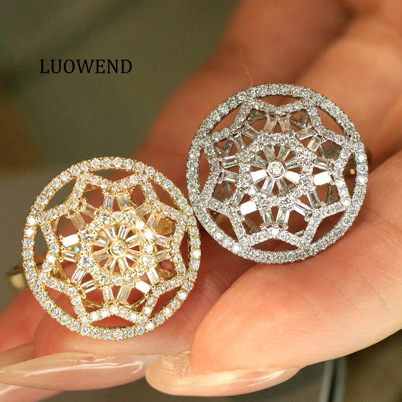 

Кольца LUOWEND из 100% белого/желтого золота 18 карат, роскошный дизайн со скелетом, кольцо из настоящего натурального бриллианта 0,85 карата для женщин, изящные ювелирные изделия