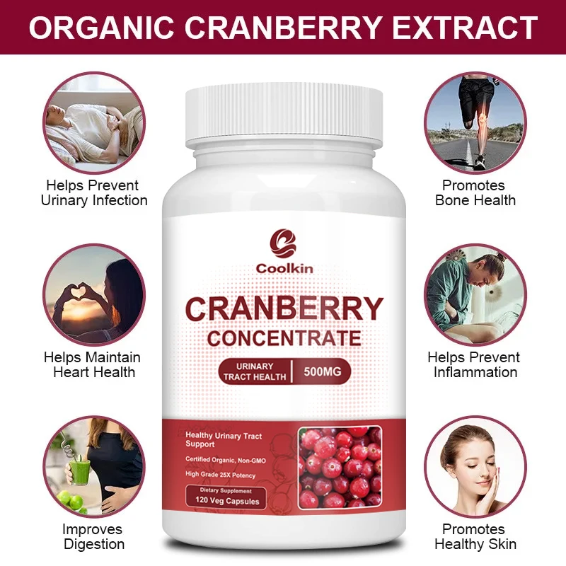 Organic Cranberry Capsules - Urinary Tract Health,  Kidney Cleansing, Antioxidant